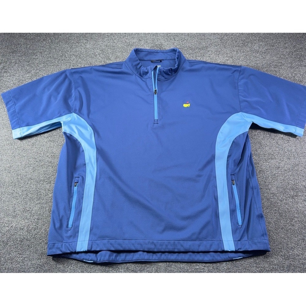 Masters‎ Tech Mens XXL Blue Quarter Zip Golf Pullover Short Sleeve Jacket Logo